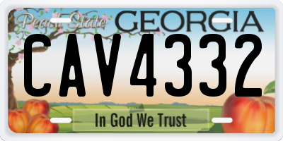 GA license plate CAV4332