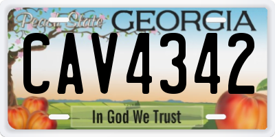 GA license plate CAV4342