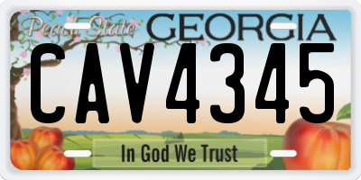 GA license plate CAV4345