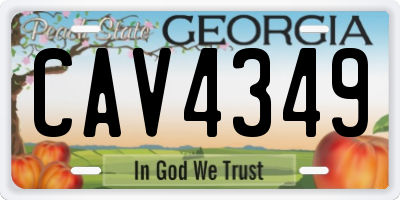 GA license plate CAV4349