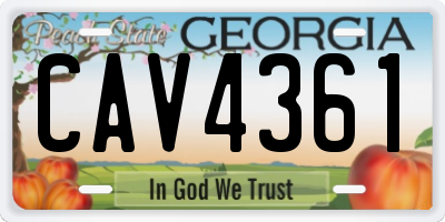 GA license plate CAV4361