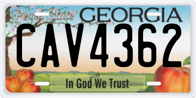 GA license plate CAV4362