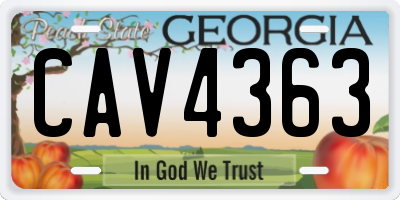 GA license plate CAV4363
