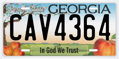 GA license plate CAV4364