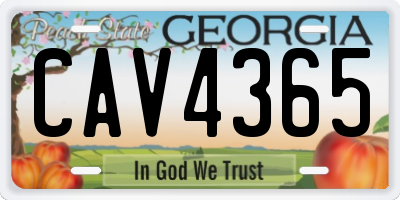 GA license plate CAV4365