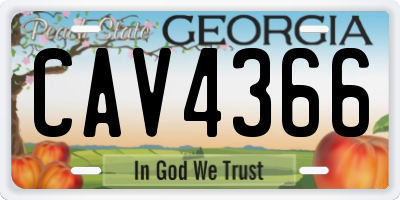 GA license plate CAV4366