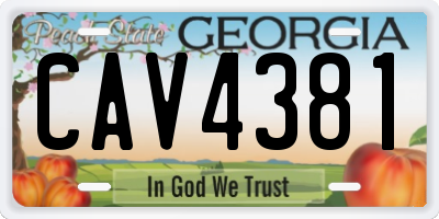 GA license plate CAV4381