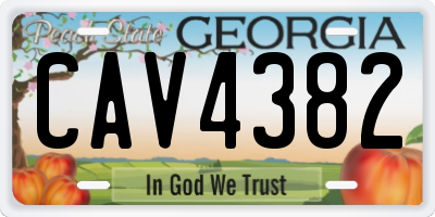 GA license plate CAV4382