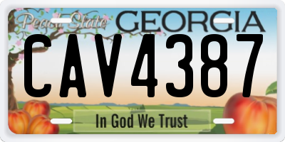 GA license plate CAV4387