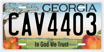 GA license plate CAV4403