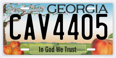 GA license plate CAV4405