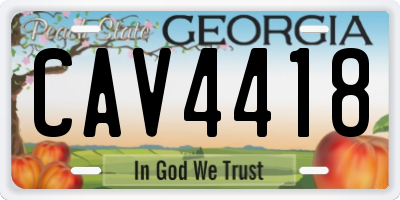 GA license plate CAV4418