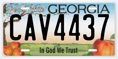 GA license plate CAV4437