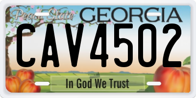 GA license plate CAV4502