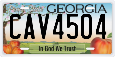 GA license plate CAV4504