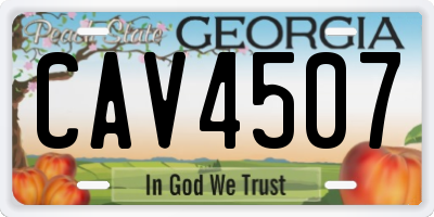 GA license plate CAV4507