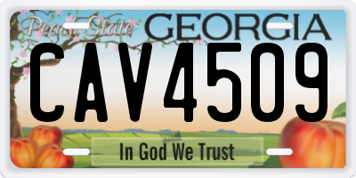 GA license plate CAV4509