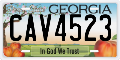 GA license plate CAV4523