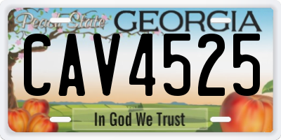GA license plate CAV4525
