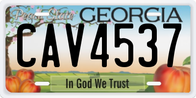 GA license plate CAV4537