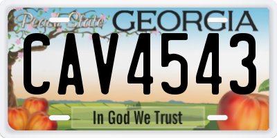 GA license plate CAV4543