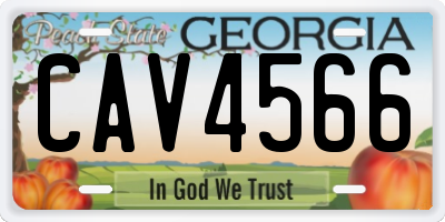 GA license plate CAV4566
