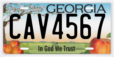 GA license plate CAV4567