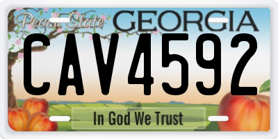 GA license plate CAV4592
