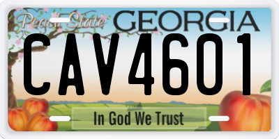 GA license plate CAV4601