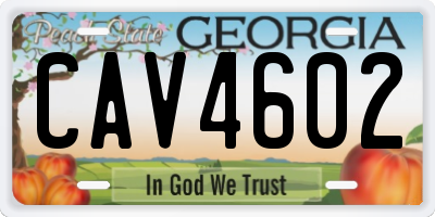 GA license plate CAV4602