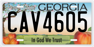 GA license plate CAV4605