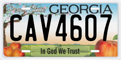 GA license plate CAV4607