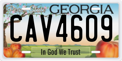 GA license plate CAV4609