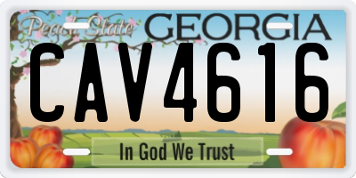 GA license plate CAV4616