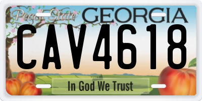 GA license plate CAV4618