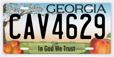 GA license plate CAV4629
