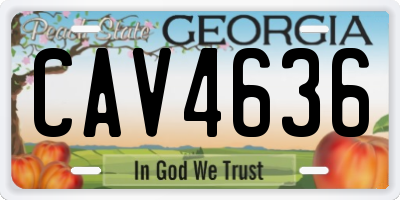 GA license plate CAV4636