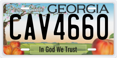 GA license plate CAV4660