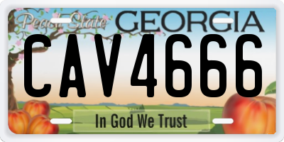 GA license plate CAV4666