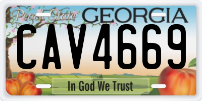 GA license plate CAV4669