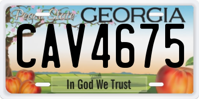 GA license plate CAV4675