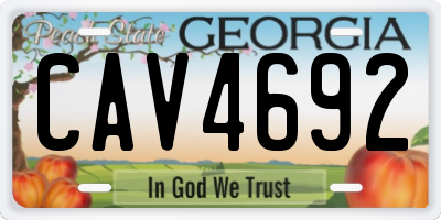 GA license plate CAV4692