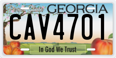 GA license plate CAV4701