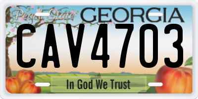 GA license plate CAV4703