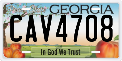 GA license plate CAV4708