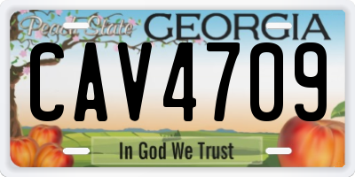 GA license plate CAV4709