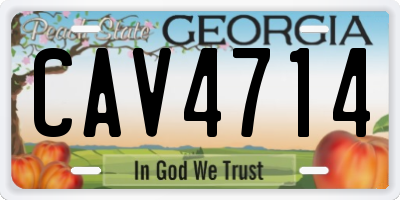 GA license plate CAV4714