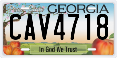 GA license plate CAV4718