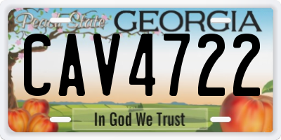 GA license plate CAV4722