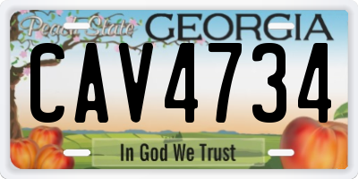 GA license plate CAV4734